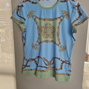 Stylish Blue and Green Women's Top